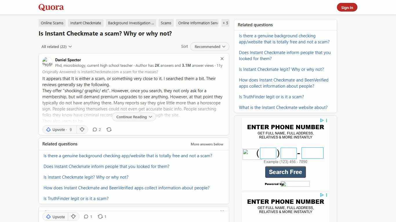 Is Instant Checkmate a scam? Why or why not? - Quora